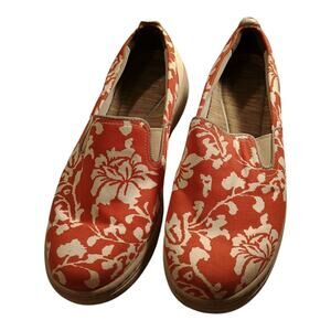 Dansko Shoes Womens 39 Belle Sneakers Arch Support Red White Floral Canvas VGUC